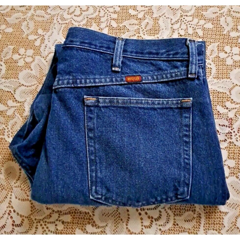 Rustler Men's Size 38x30 Blue Regular Fit Straight Leg‎ 100% Cotton Denim Jeans